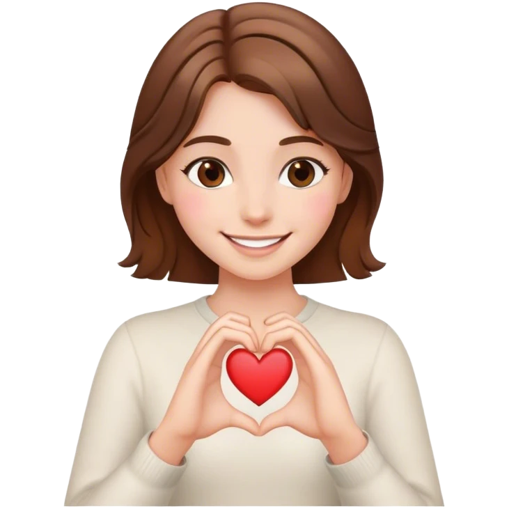 brown hair girl smiling making heart from her hands  emoji