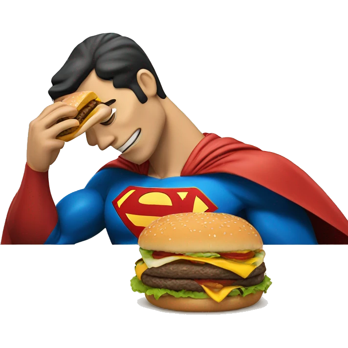 Superman eating a cheeseburger emoji