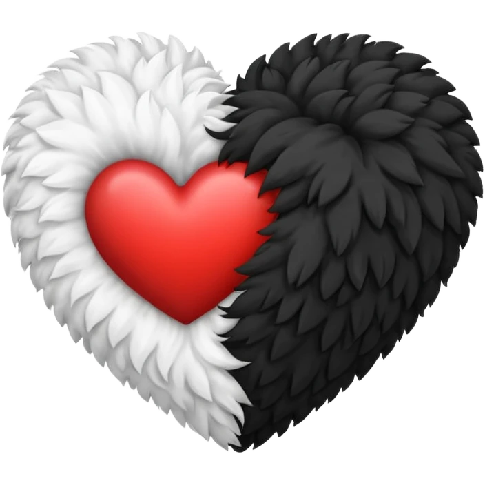Half black half white fluffy heart emoji