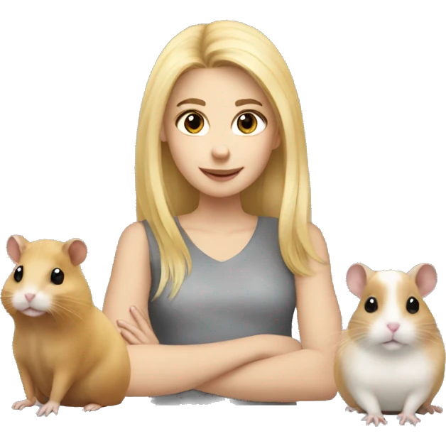 blonde girl and three hamster emoji