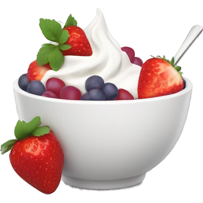 fruit yogurt bowl with strawberries and grapes emoji