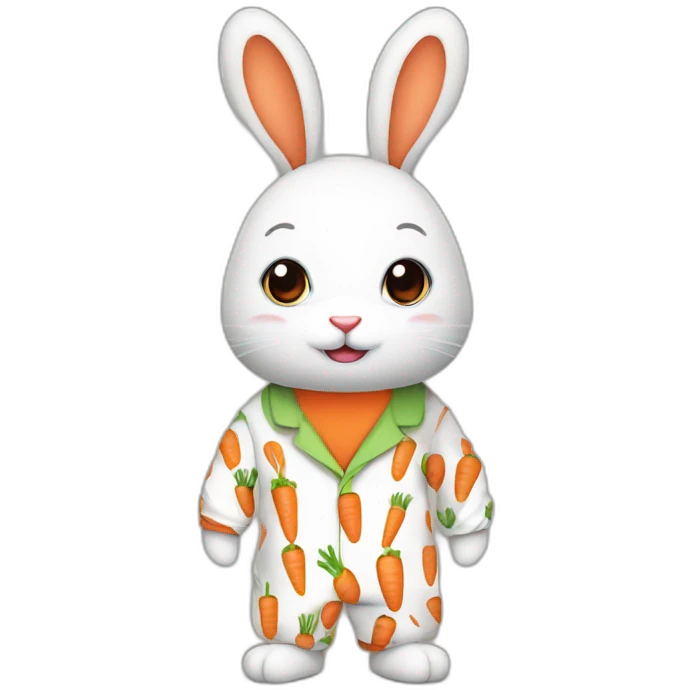 cute rabbit dressed with carrots printed on his pajamas emoji