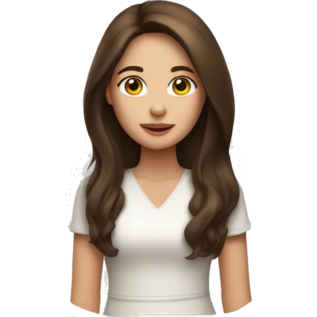 white brunette woman with long hair brown eyes holding a chicken emoji