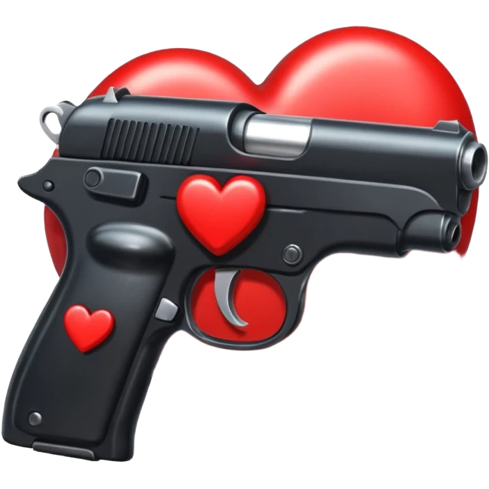 Black hand gun shooting a heart bullets out of the tip  emoji