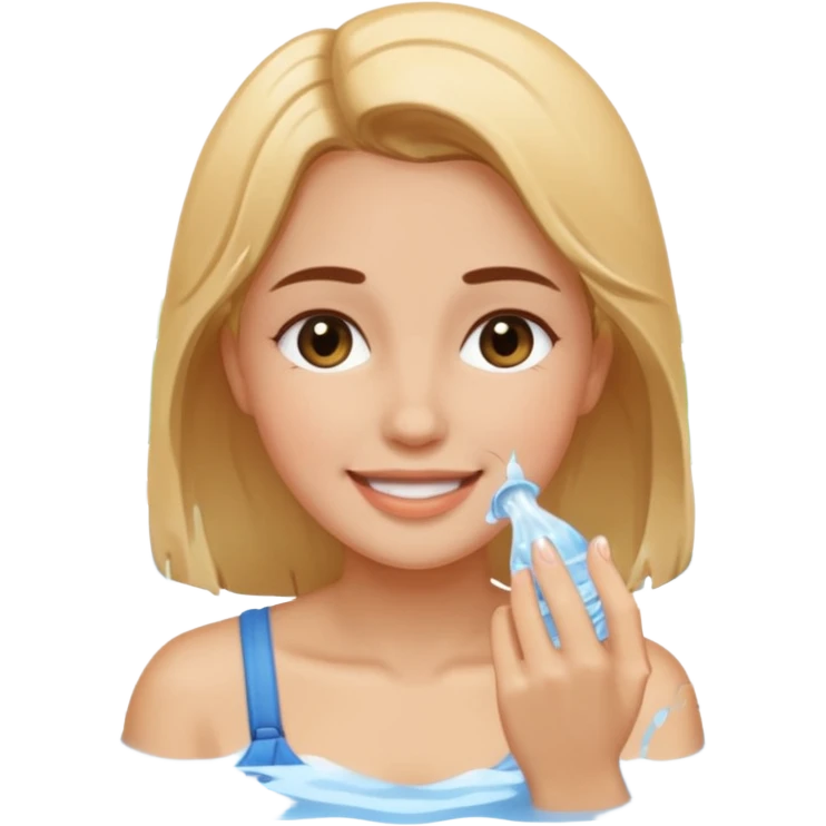 a female washing her face outside of shower  emoji
