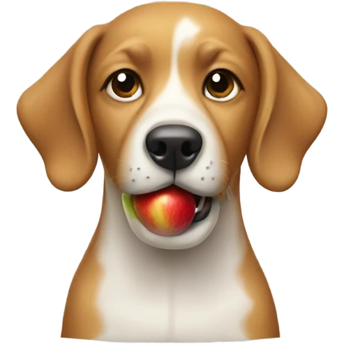 A dog eats a apple  emoji