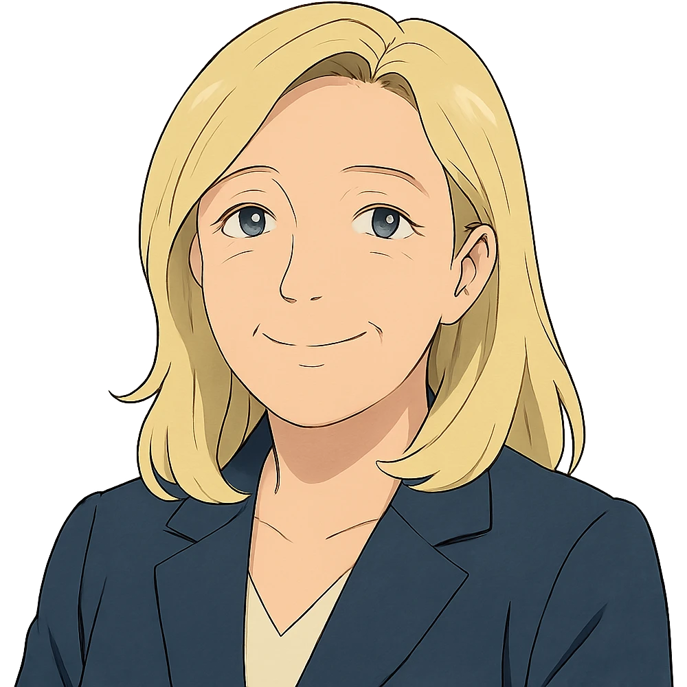 ghibli style portrait of Marine Le Pen emoji