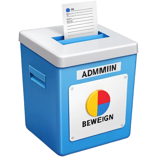 Colorful ballot box with Admin Bewerbungen label emoji