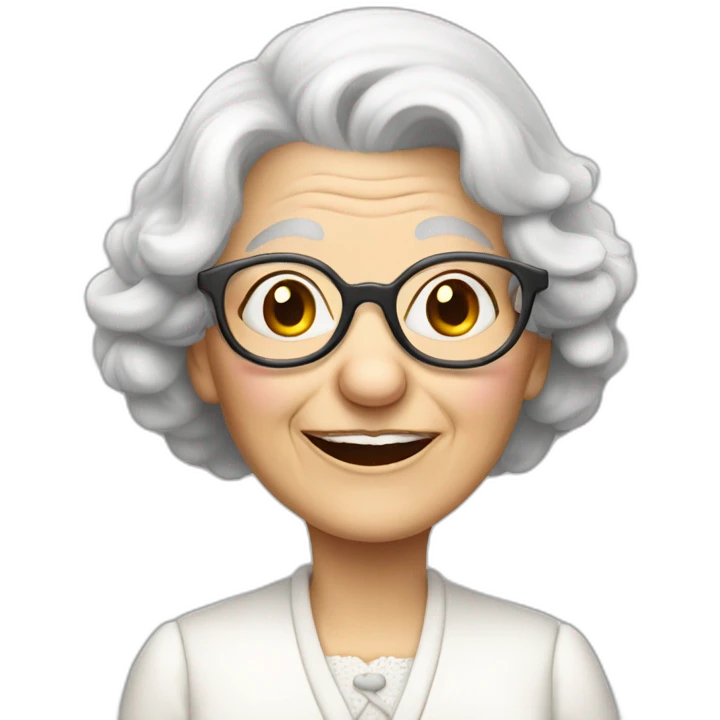 old lady jerry mouse with spectacles and white hair and white dress emoji
