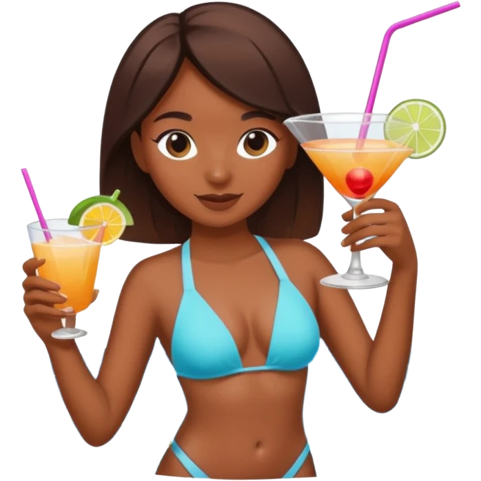 brown skin girl at a pool party emoji