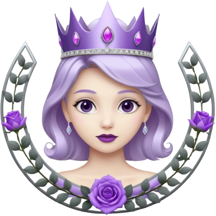 Purple shadow rose silver circle plaque with silver tiara emoji