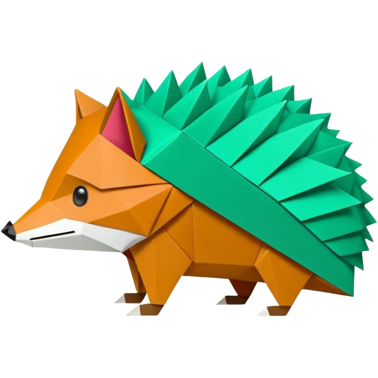 origami hedgehog half fox half hedgehog in color green mint rgb(168, 251, 211) the tail of fox A8FBD3 emoji