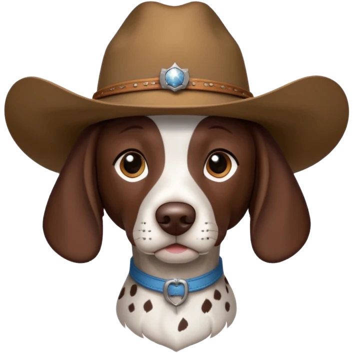 German shorthair pointer with a cowboy hat  emoji