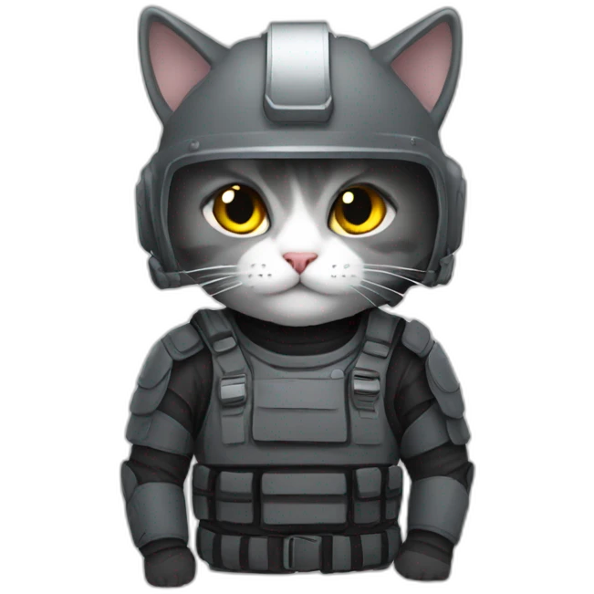 grey cat in riot gear emoji