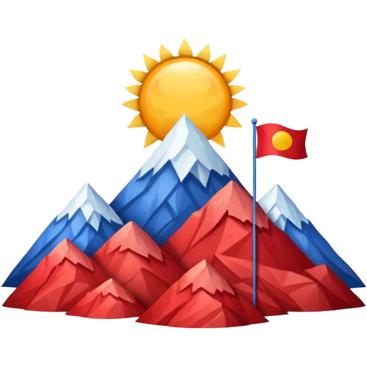 A blue , white and red flag With three mountain and a sun and ⚖️ in the upper part of mountains emoji