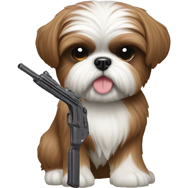 Shih Tzu holding toy gun emoji