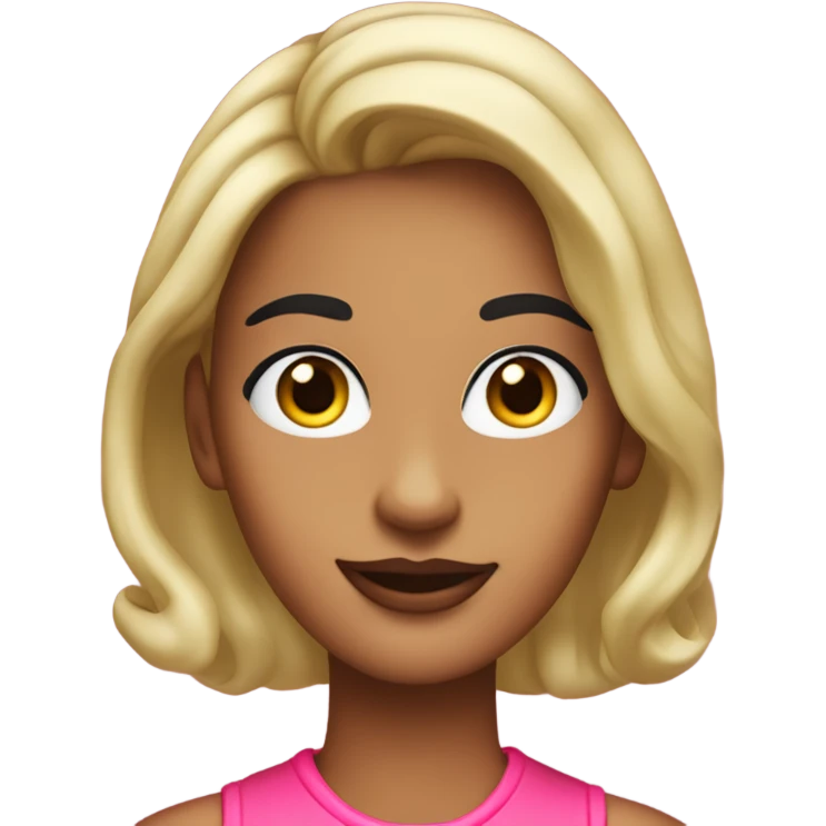 Tanned woman with black hair dressed in 1990s preppy hair, makeup, and neon attire  emoji