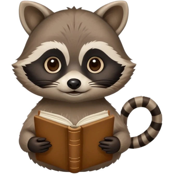 raccoon with book in a tea cup emoji
