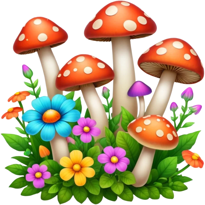 Flowers and mushrooms emoji