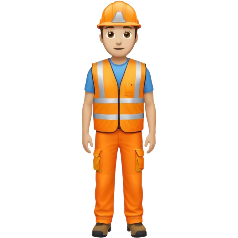 man in orange hi vis vest standing full body emoji