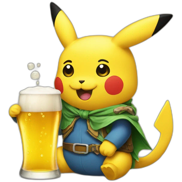 pikachudrinking-beer emoji