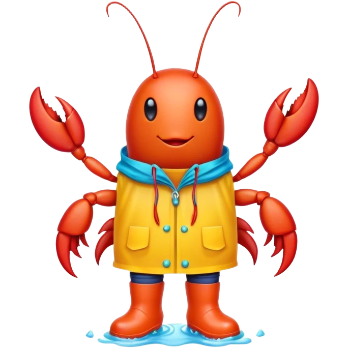 Crawfish wearing rubber boots and raincoat  emoji