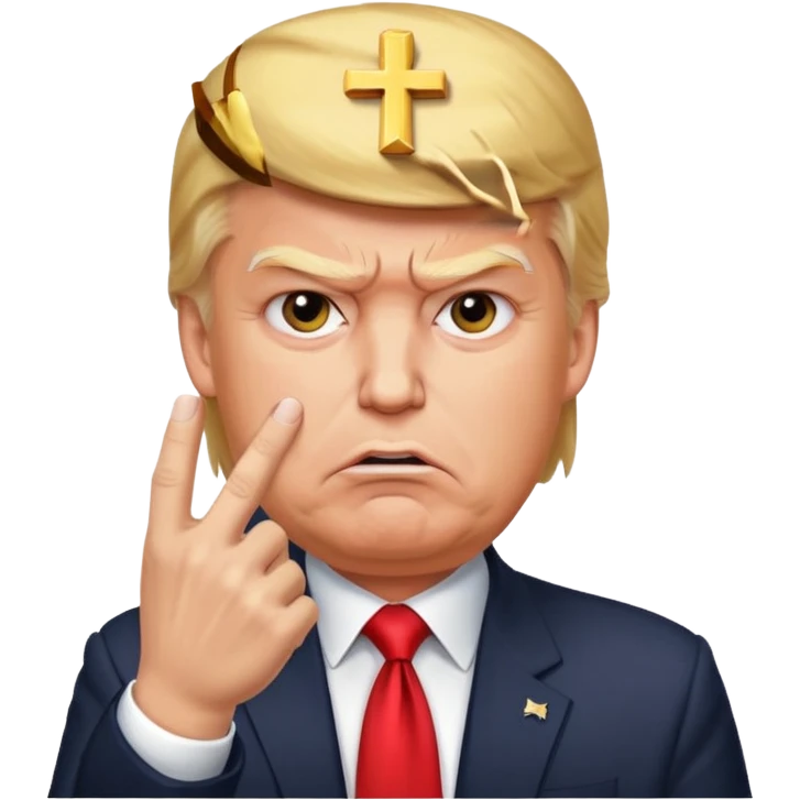 donald trump is angry. and he shows cross with hand emoji