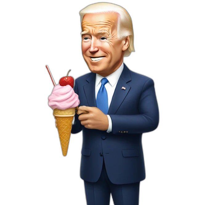Biden eating ice cream with trump emoji