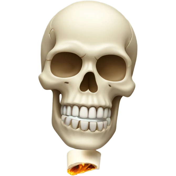 Skull pretending to blazea fake joint emoji