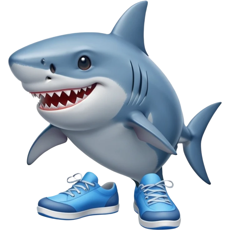 smiling shark wearing blue shoes emoji