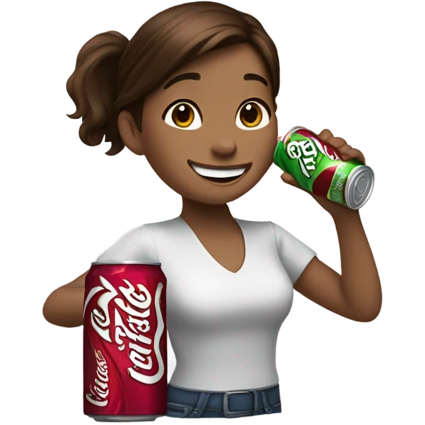 Chugging dr pepper girl white Brown hair  emoji