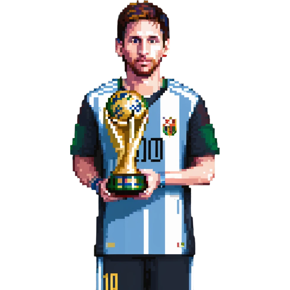 Lionel Messi with World Cup trophy emoji