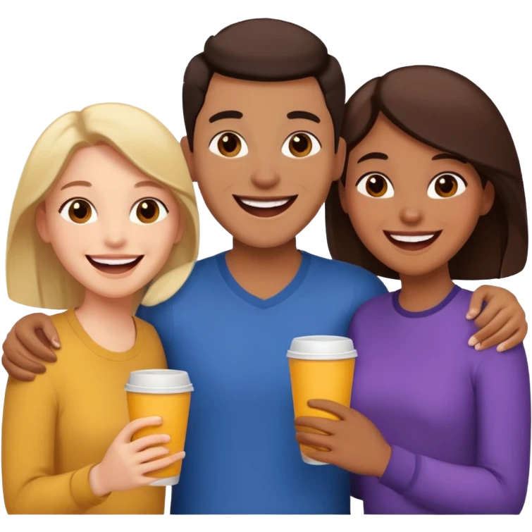 Three friends talking and looking each other, please keep 4th wall. emoji