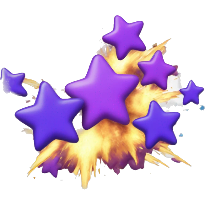 explosion of blue and purple stars with white numbers on it emoji