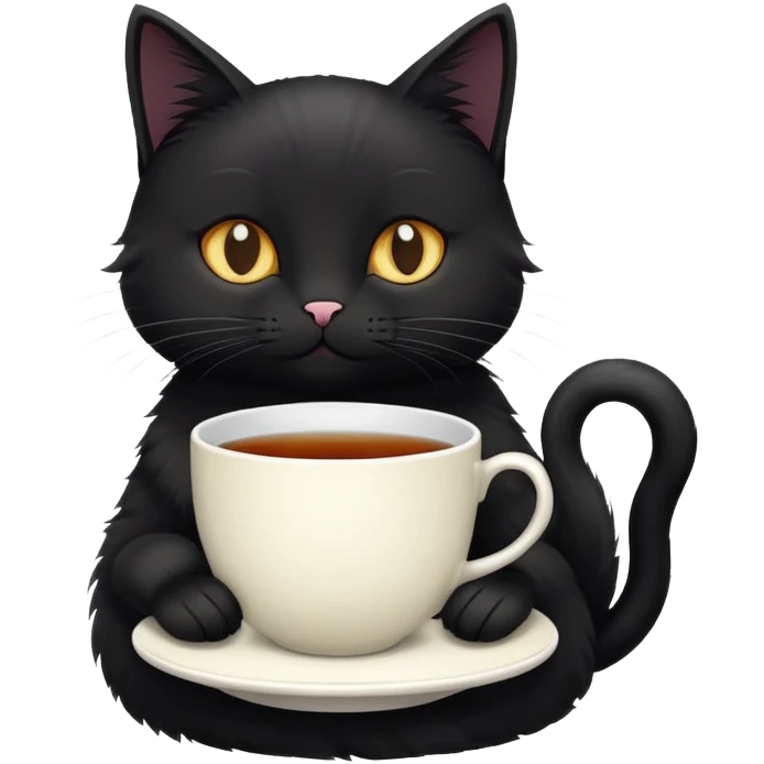 Black cat drinking tea emoji