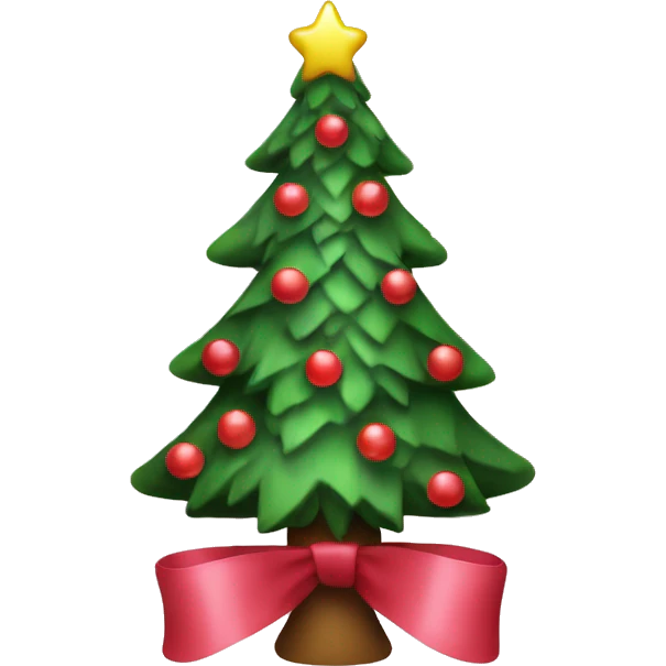 Christmas tree with red and green lights only. Add pastel pink ribbon on top. Be more detailed emoji