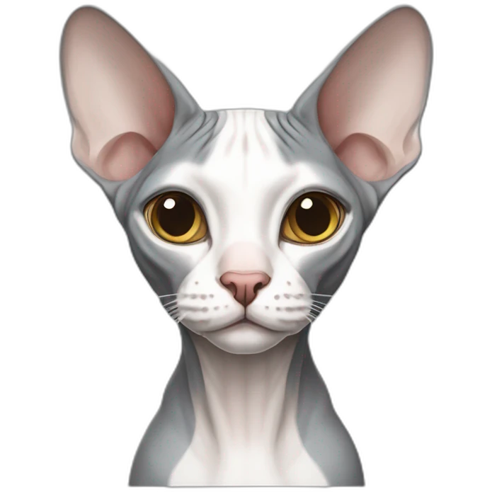 Grey and white sphynx cat emoji