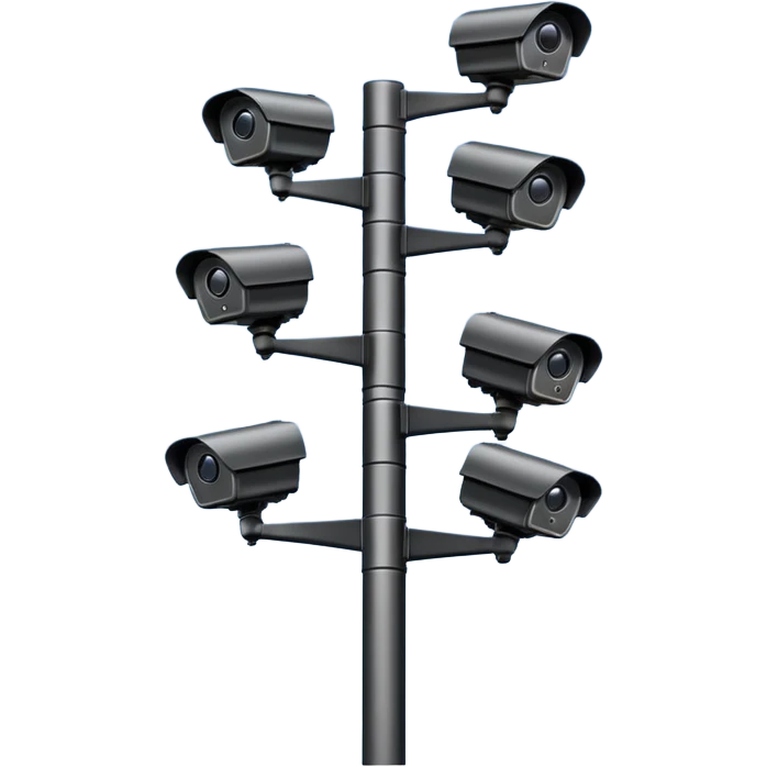 Multiple CCTV cameras on a pole in black  emoji