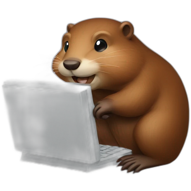 beaver using computer emoji