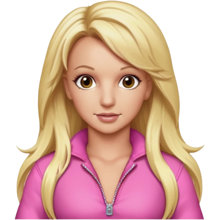 Britney Spears long blonde hair, pink outfit emoji