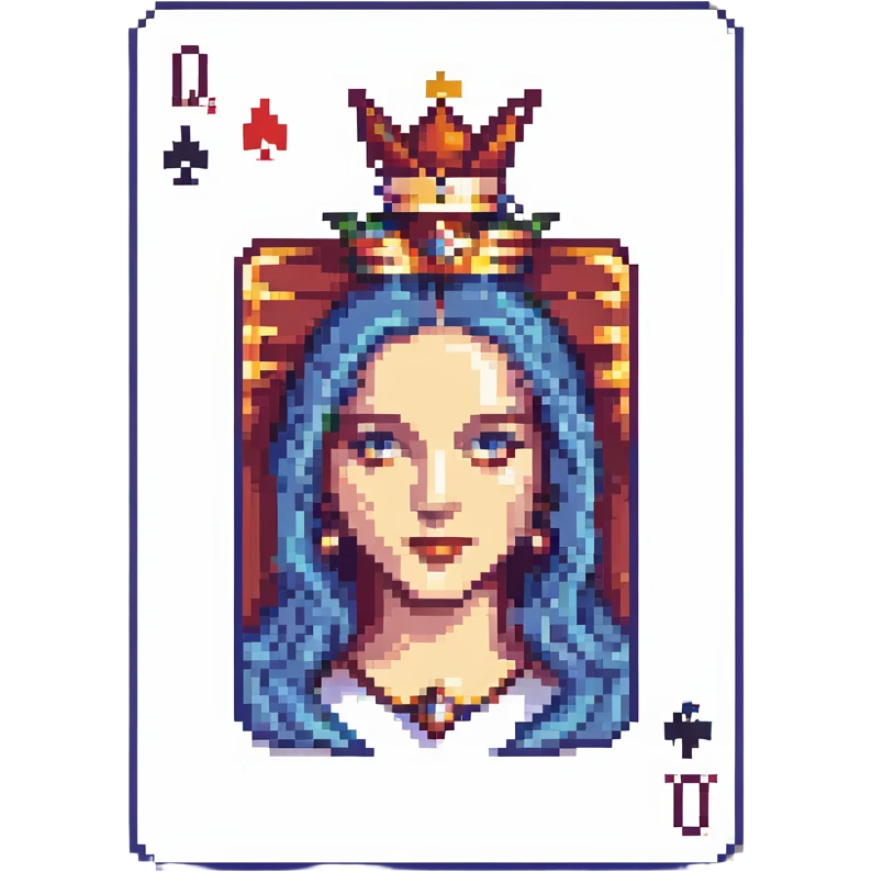 A playing card with a queen emoji