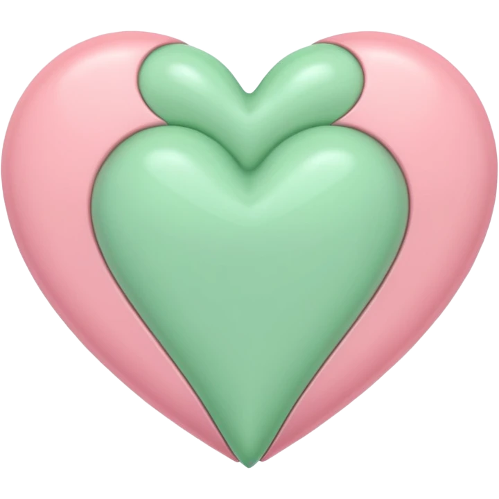 A half pastel green half pastel pink heart emoji