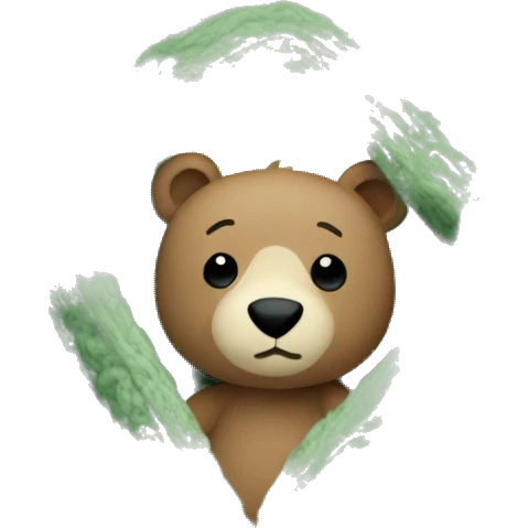 Cute Bear in cozy knitted Sage green blanket emoji