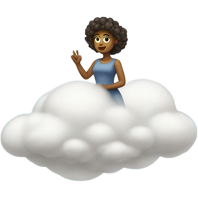 Woman dizzy on a cloud emoji