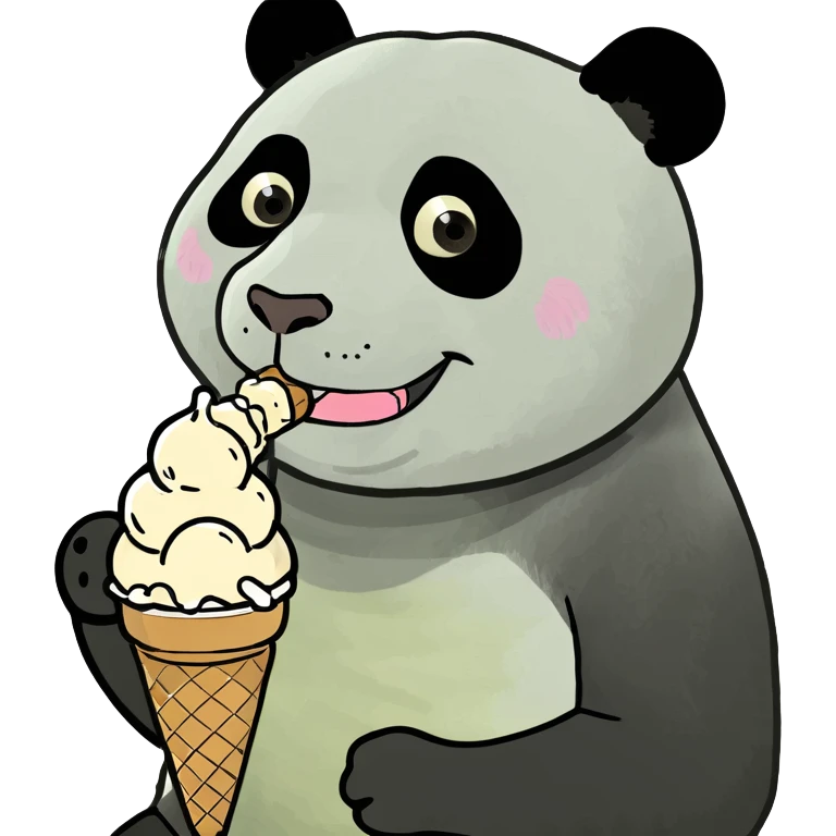 Panda eating ice cream emoji