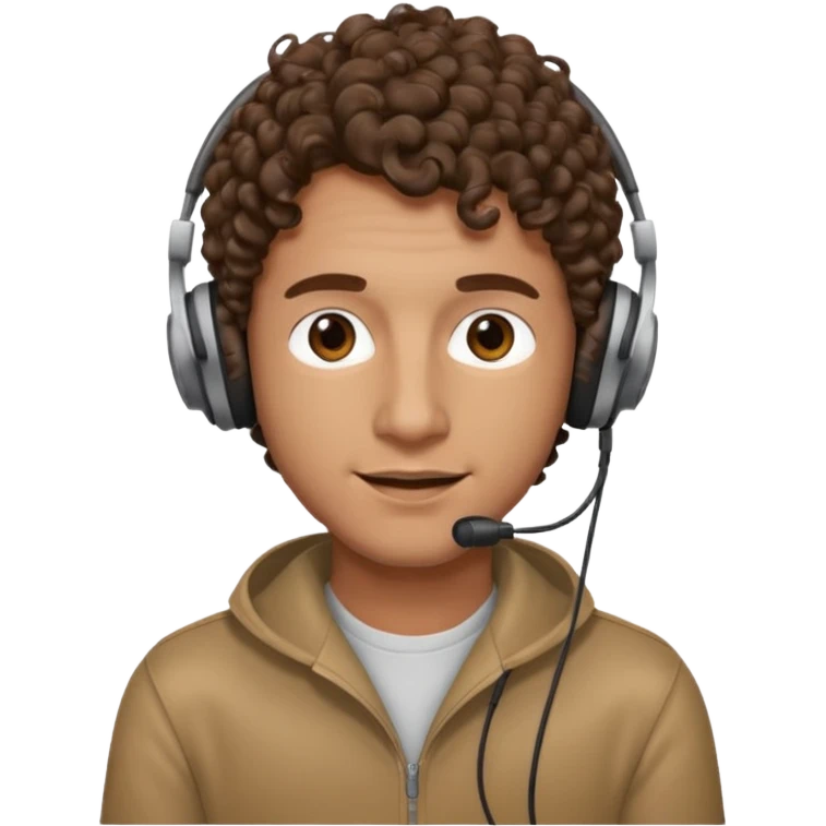 curly hair man wearing headphones emoji