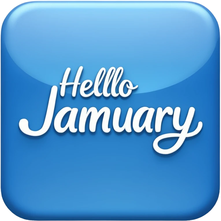 Blue “ hello January “ word emoji