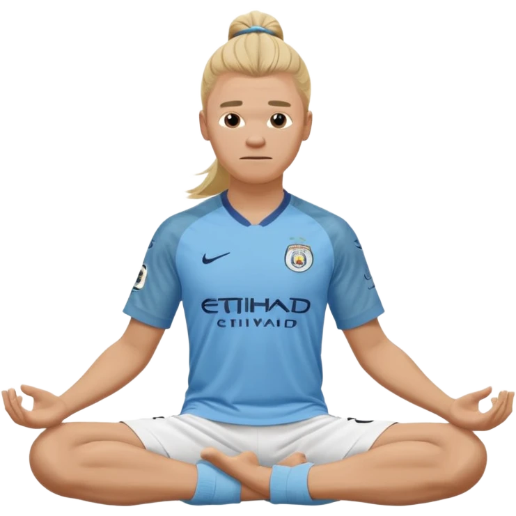 Erling Haaland pony tail hair doing the lotus position Manchester city  emoji