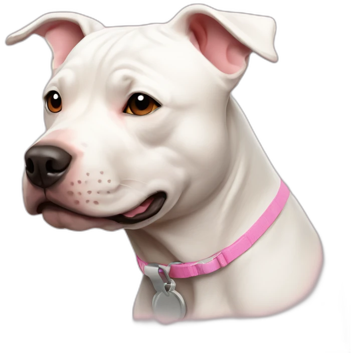White staffy bull terrier cross with light tan patch and pink nose emoji
