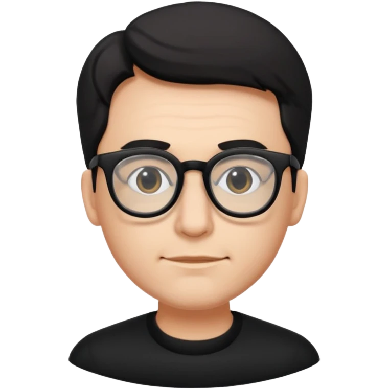MAn with big glasses,black wear emoji